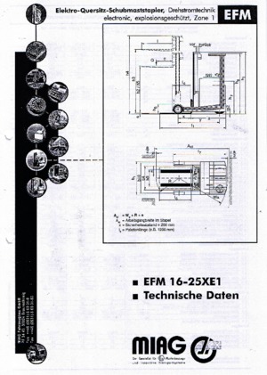 Chariots élévateurs à mât rétractable électriques antidéflagrants Miag EFM 16 XE 1