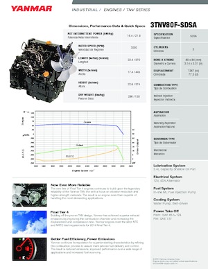 Moteurs Yanmar 3TNV80F-SDSA
