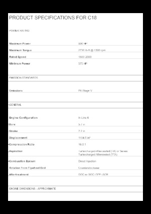 Moteurs Caterpillar C18