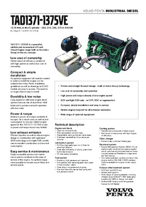 Moteurs Volvo Penta TAD1372VE