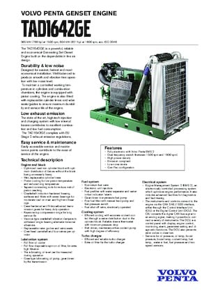 Moteurs Volvo Penta TAD1642GE