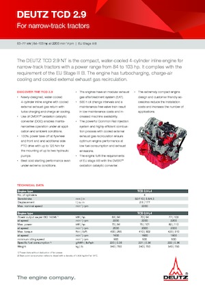 Moteurs Deutz TCD 2.9 L4 HP