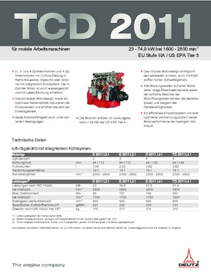 Moteurs Deutz TCD 2011 L4 W