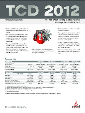 Moteurs Deutz TCD 2012 L4