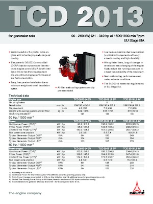 Moteurs Deutz TCD 2013 L6 2V