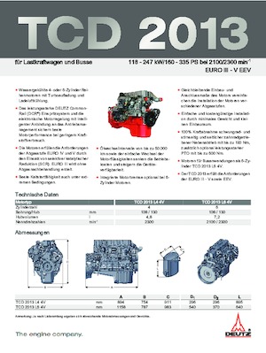 Moteurs Deutz TCD 2013 L6 4V