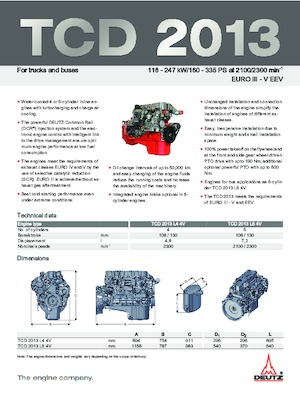 Moteurs Deutz TCD 2013 L6 4V