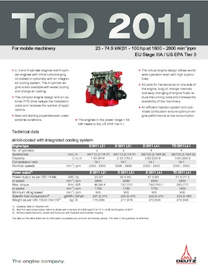 Moteurs Deutz TD 2011 L4 I