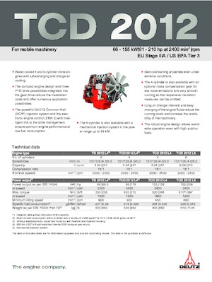 Moteurs Deutz TD 2012 L4