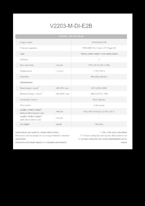 Moteurs Kubota V2203-M-DI-E2B