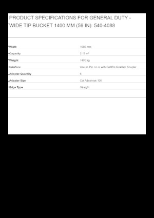 Godets d'excavatrices Caterpillar 1400 MM