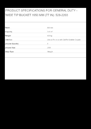 Godets d'excavatrices Caterpillar 1950 MM