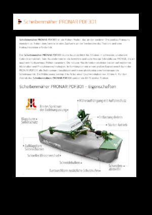 Faucheuses  frontales, disques sans conditionneurs Pronar PDF 301