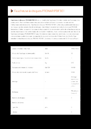 Faucheuses  frontales, disques sans conditionneurs Pronar PDF 301