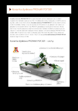 Faucheuses  frontales, disques sans conditionneurs Pronar PDF 301