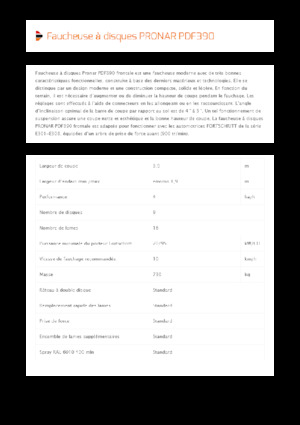 Faucheuses  frontales, disques sans conditionneurs Pronar PDF 390