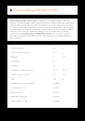 Faucheuses  frontales, disques sans conditionneurs Pronar PDF 390