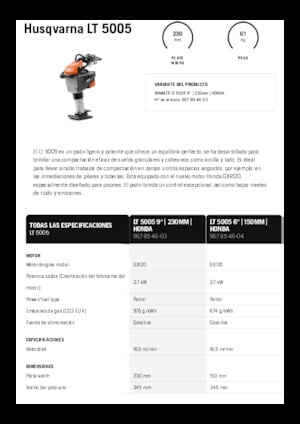 Pilonneuses à essence et diesel Husqvarna LT 5005