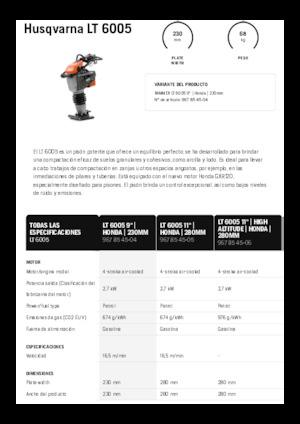 Pilonneuses à essence et diesel Husqvarna LT 6005