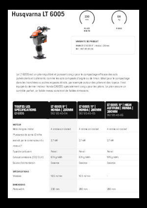 Pilonneuses à essence et diesel Husqvarna LT 6005