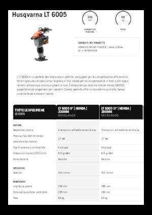 Pilonneuses à essence et diesel Husqvarna LT 6005