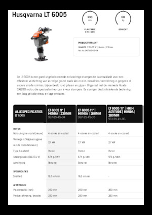 Pilonneuses à essence et diesel Husqvarna LT 6005
