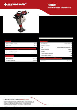 Pilonneuses à essence et diesel Dynapac DR6X 