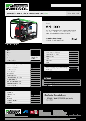 Groupes électrogènes à essence INMESOL AH-1000-E