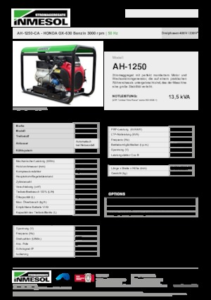 Groupes électrogènes à essence INMESOL AH 1250-CA