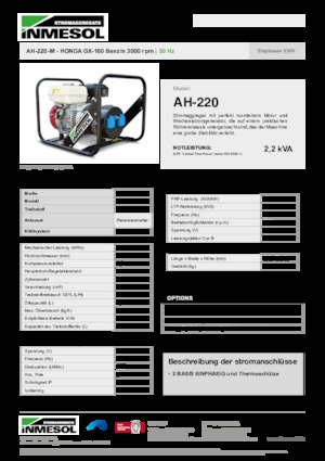 Groupes électrogènes à essence INMESOL AH-220-M