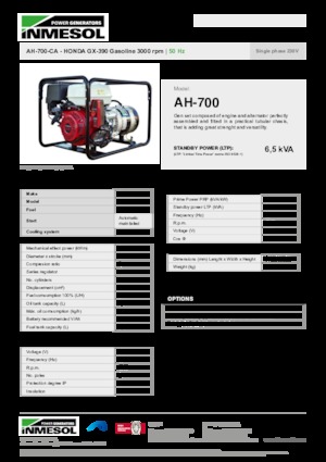 Groupes électrogènes à essence INMESOL AH-700-CA
