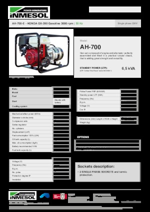 Groupes électrogènes à essence INMESOL AH-700-E
