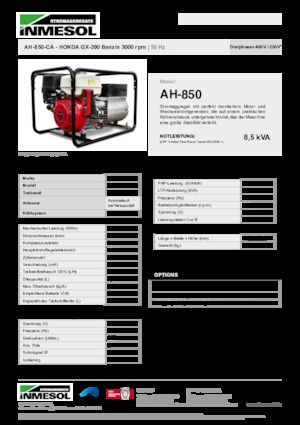 Groupes électrogènes à essence INMESOL AH-850-CA