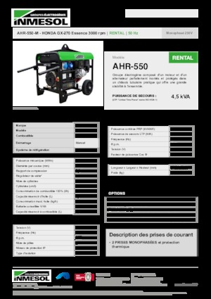 Groupes électrogènes à essence INMESOL AHR-550-M