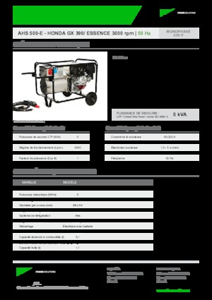 Groupes électrogènes à essence INMESOL AHS 500-E