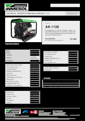 Groupes électrogènes à essence INMESOL AK-1100-CA