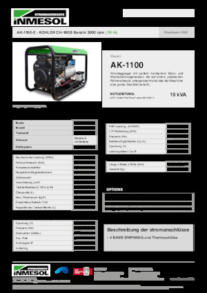 Groupes électrogènes à essence INMESOL AK-1100-E