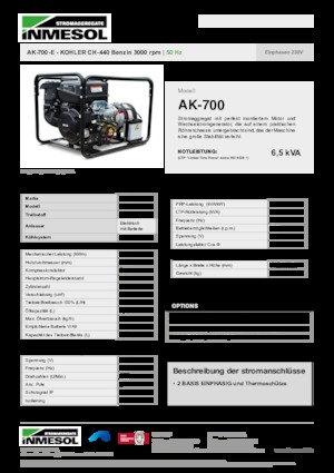 Groupes électrogènes à essence INMESOL AK-700-E
