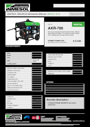 Groupes électrogènes à essence INMESOL AKR-700-E