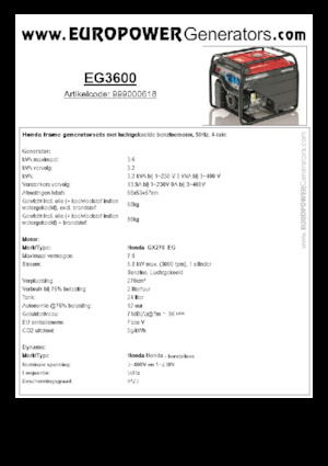 Groupes électrogènes à essence Europower EG3600