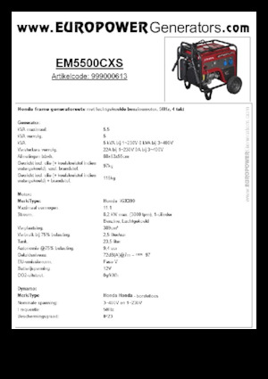 Groupes électrogènes à essence Europower EM5500CXS