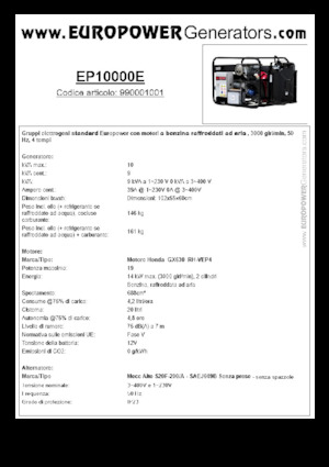 Groupes électrogènes à essence Europower EP10000E (MA)