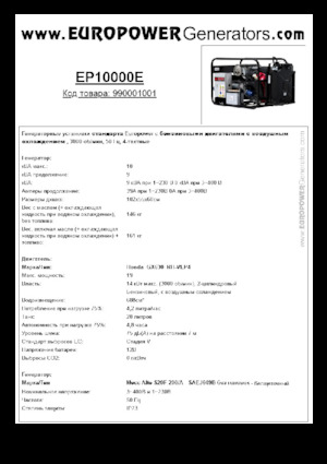 Groupes électrogènes à essence Europower EP10000E (MA)