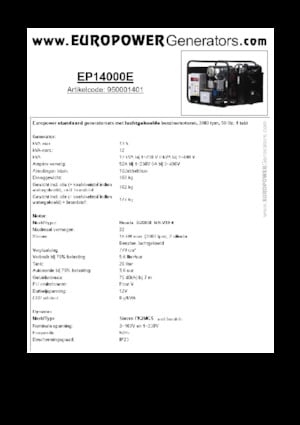 Groupes électrogènes à essence Europower EP14000E (S)
