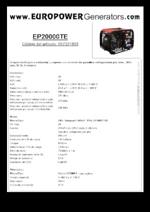 Groupes électrogènes à essence Europower EP20000TE (S)