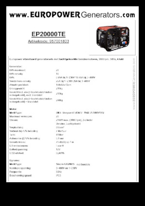 Groupes électrogènes à essence Europower EP20000TE (S)