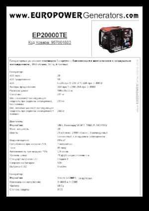 Groupes électrogènes à essence Europower EP20000TE (S)