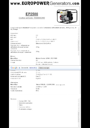 Groupes électrogènes à essence Europower EP2500 (S)