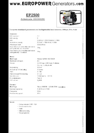 Groupes électrogènes à essence Europower EP2500 (S)