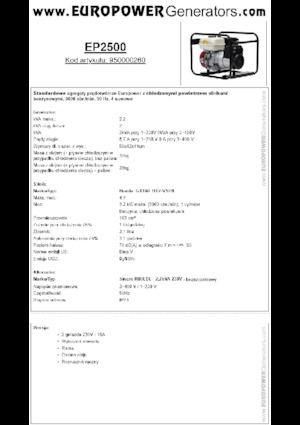 Groupes électrogènes à essence Europower EP2500 (S)
